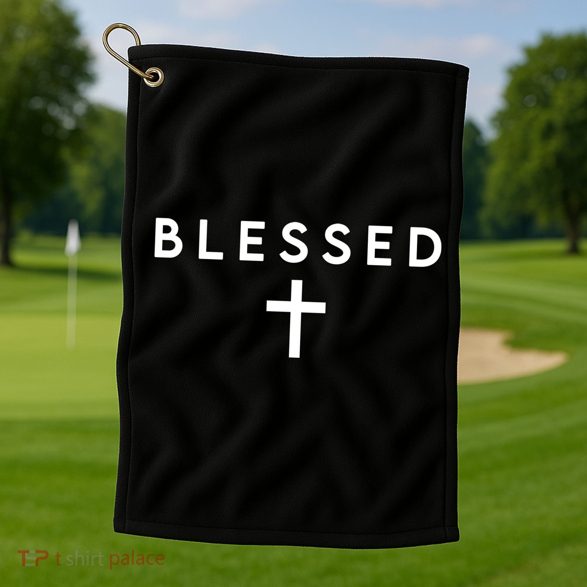 Blessed Simple Cross Golf Towel