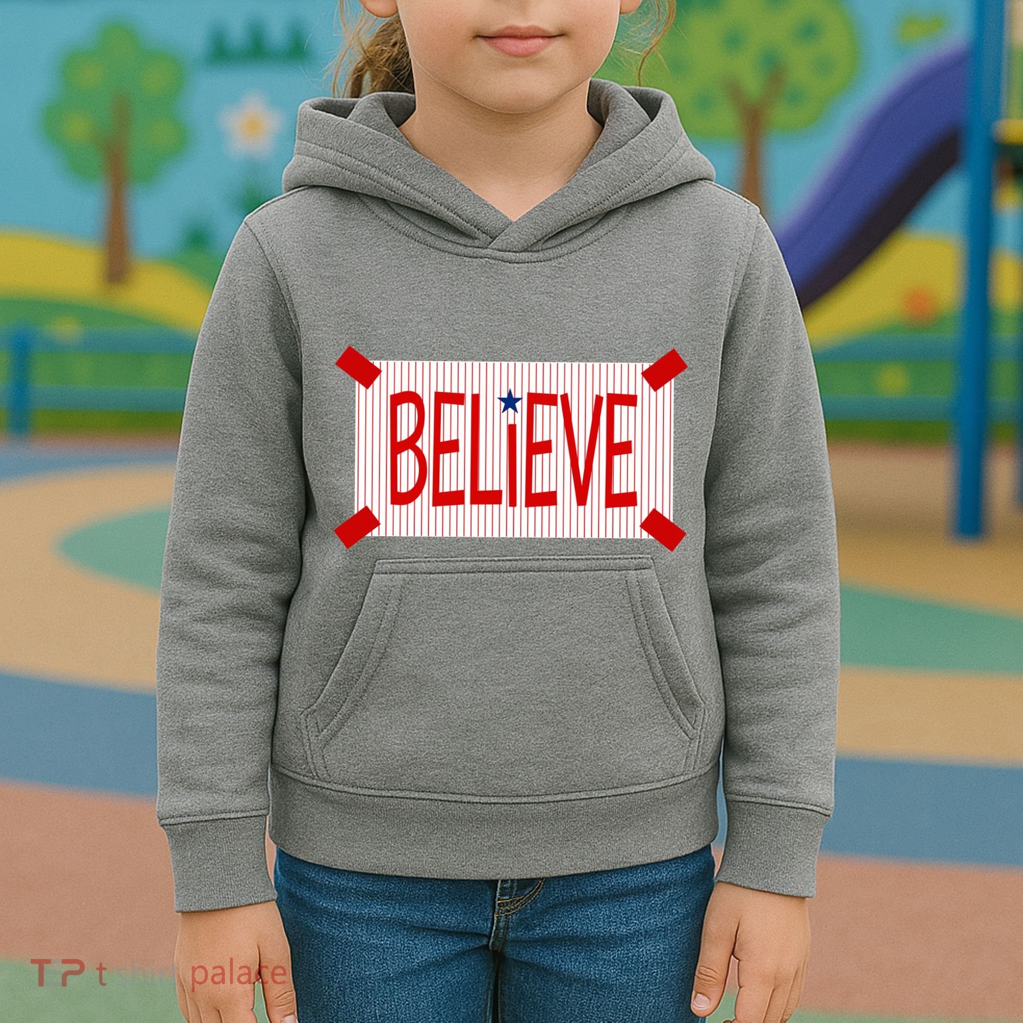 Believe Philadelphia Baseball Fan Kids Hoodie