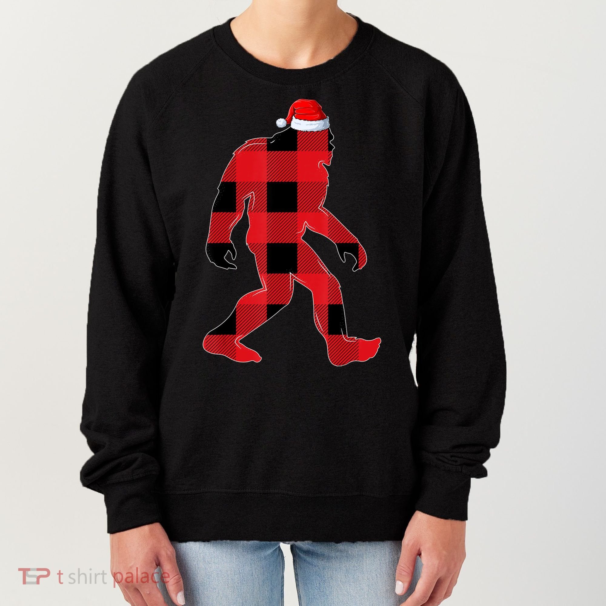 Bigfoot Santa Christmas Lights Xmas Boys Sasquatch Women's Sweatshirt
