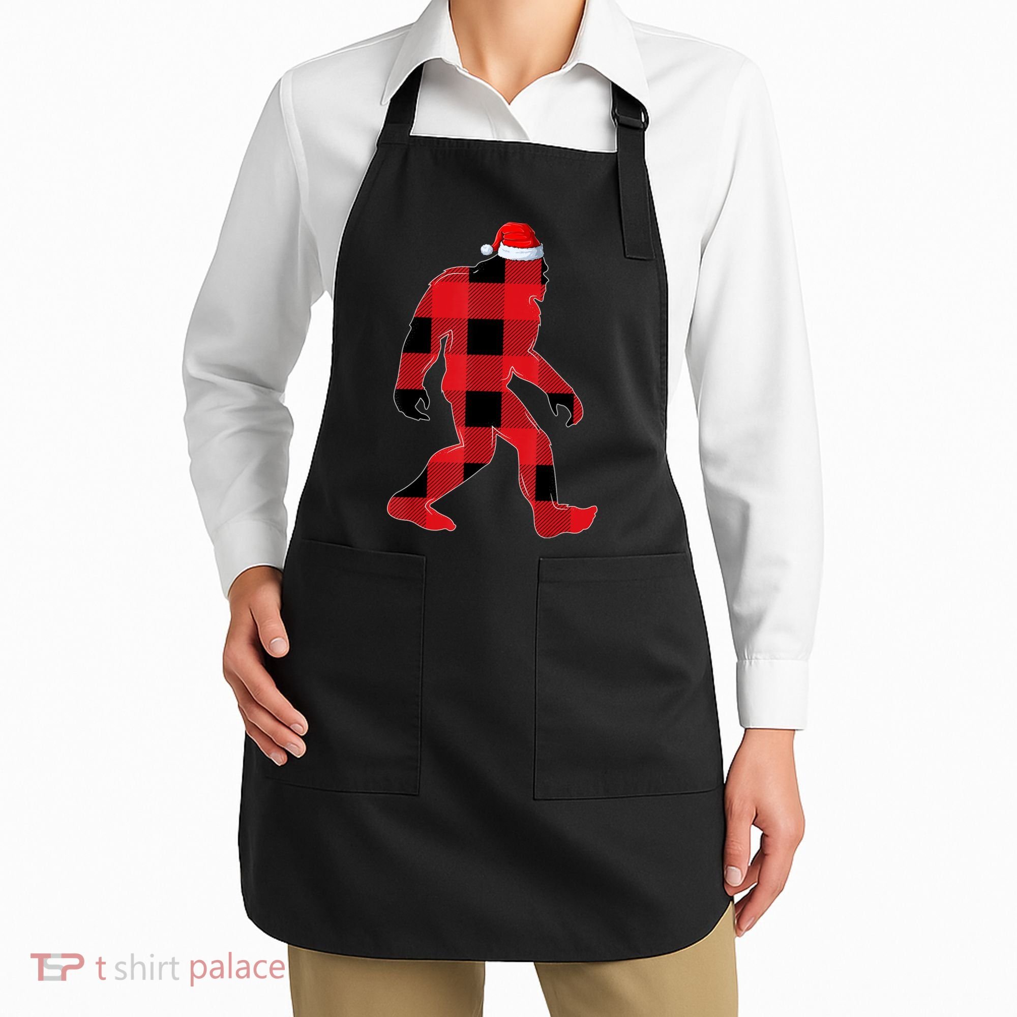 Bigfoot Santa Christmas Lights Xmas Boys Sasquatch Apron