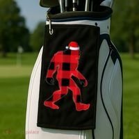 Bigfoot Santa Christmas Lights Xmas Boys Sasquatch Golf Towel thumb 2