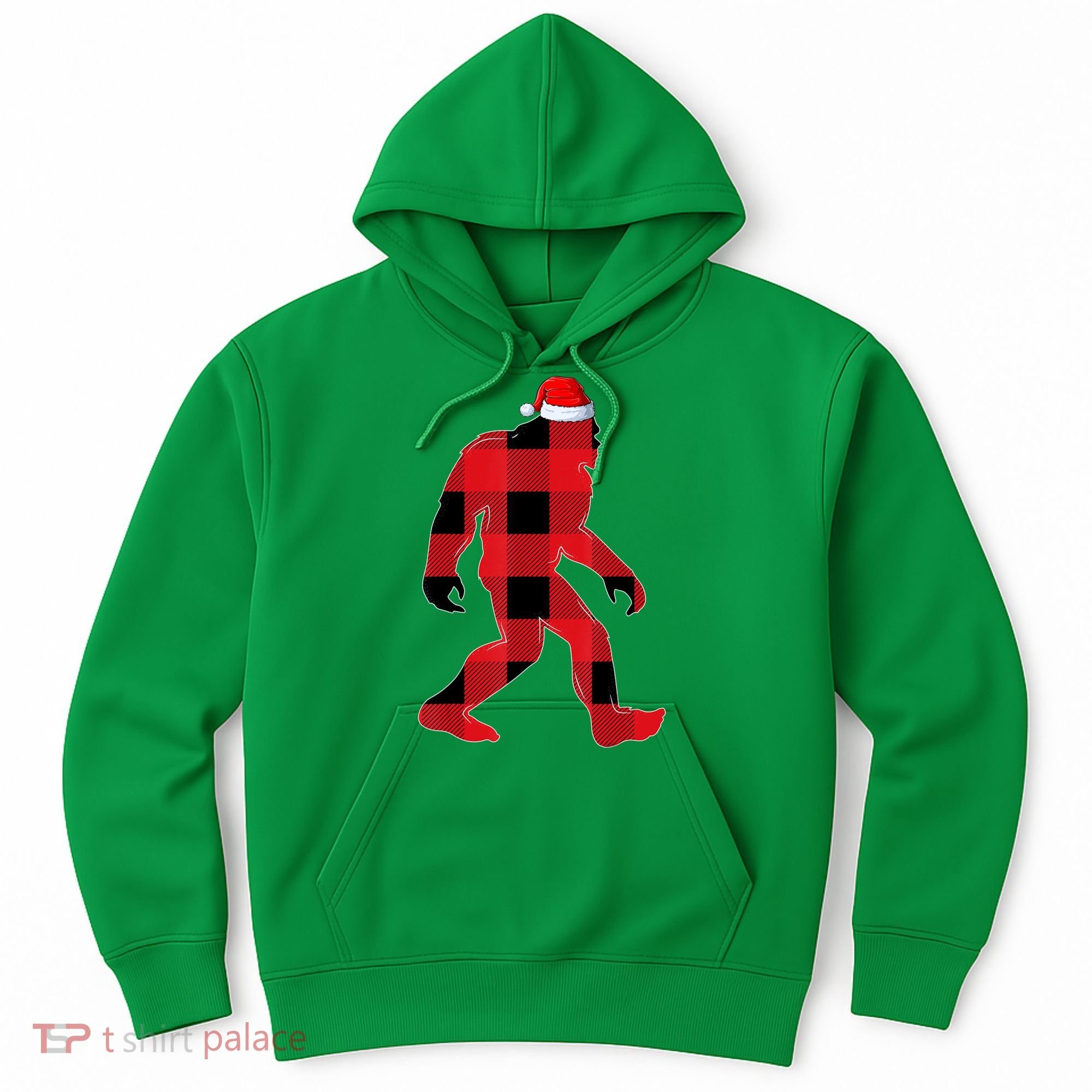 Bigfoot Santa Christmas Lights Xmas Boys Sasquatch Hoodie