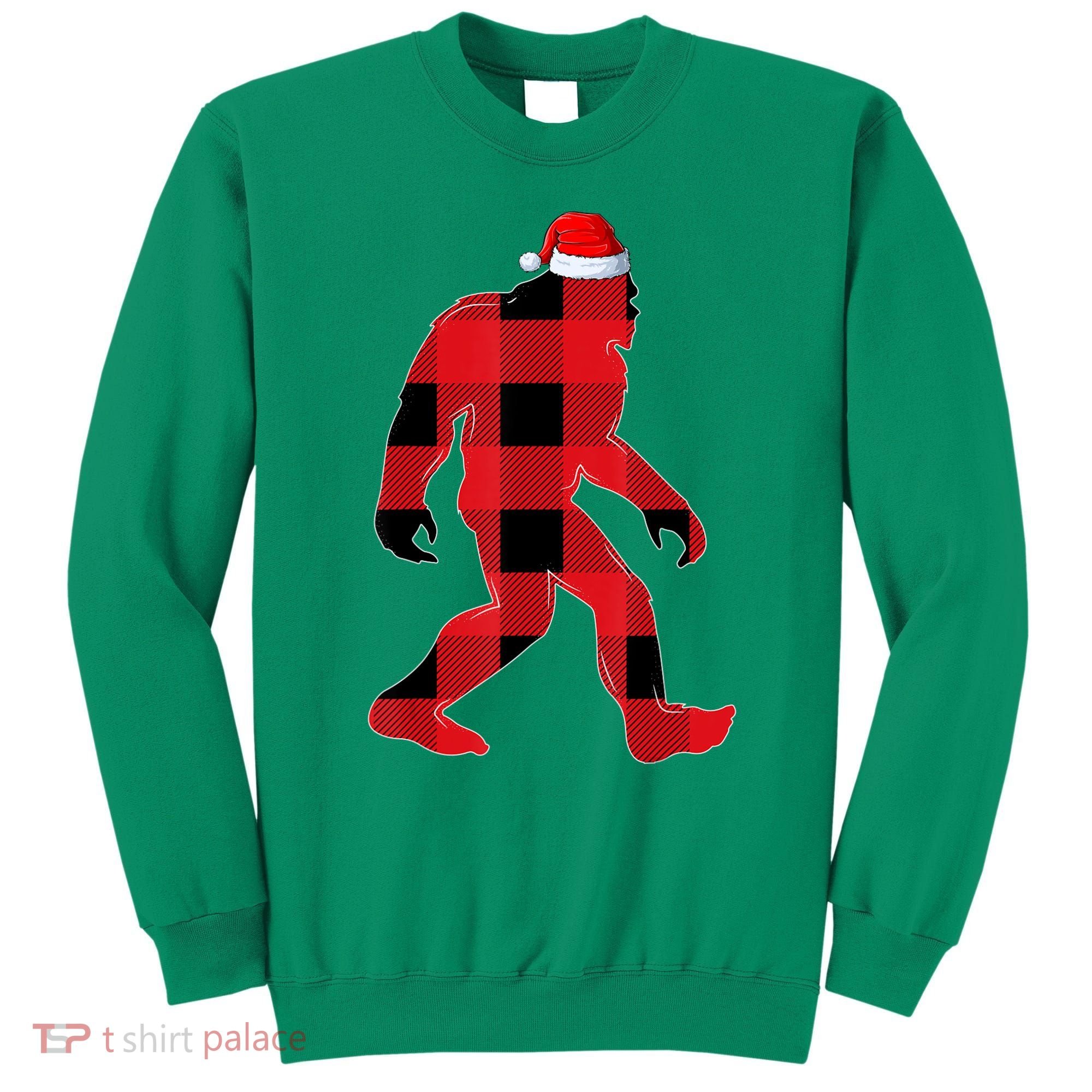Bigfoot Santa Christmas Lights Xmas Boys Sasquatch Sweatshirt