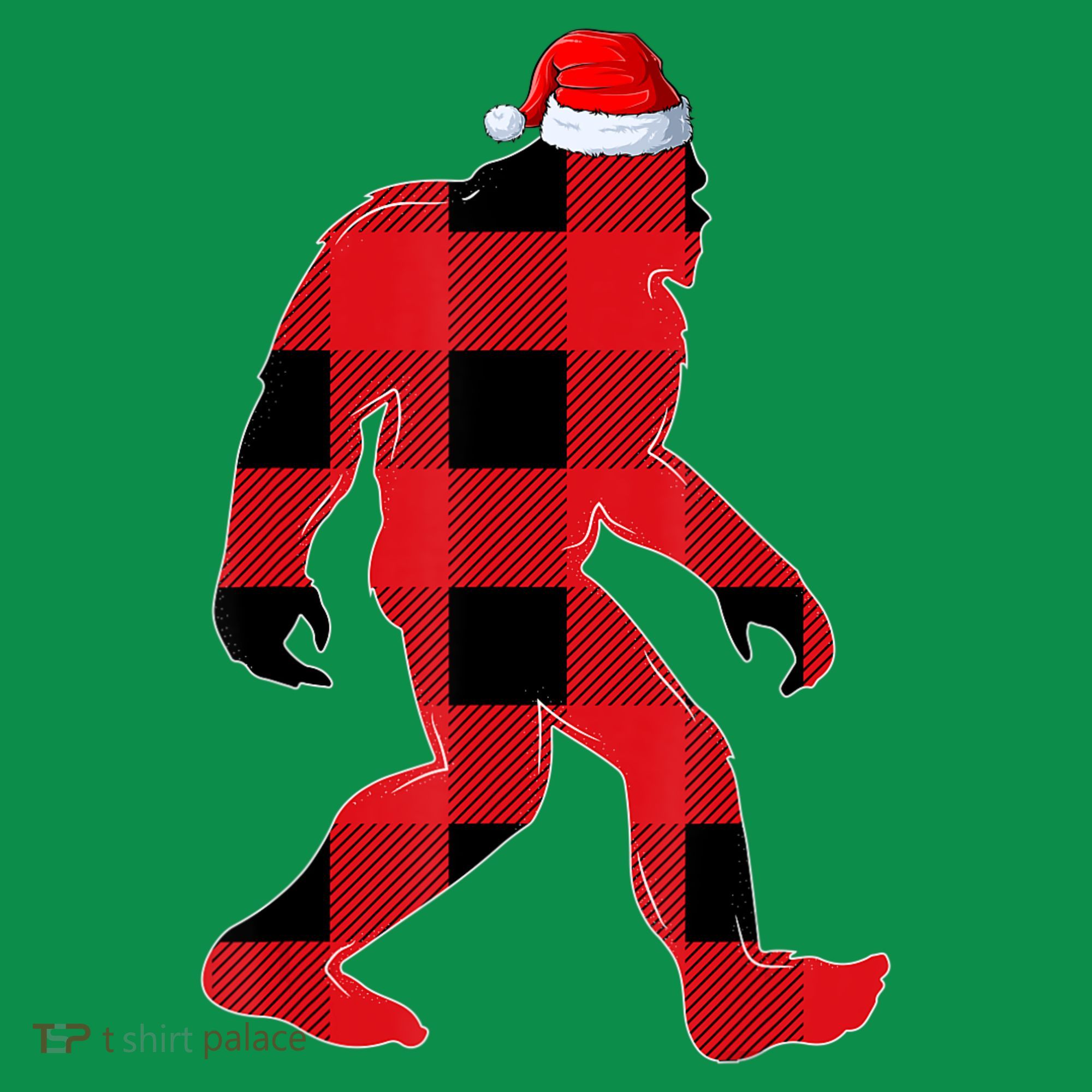 Bigfoot Santa Christmas Lights Xmas Boys Sasquatch T-Shirt