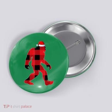 Bigfoot Santa Christmas Lights Xmas Boys Sasquatch Button
