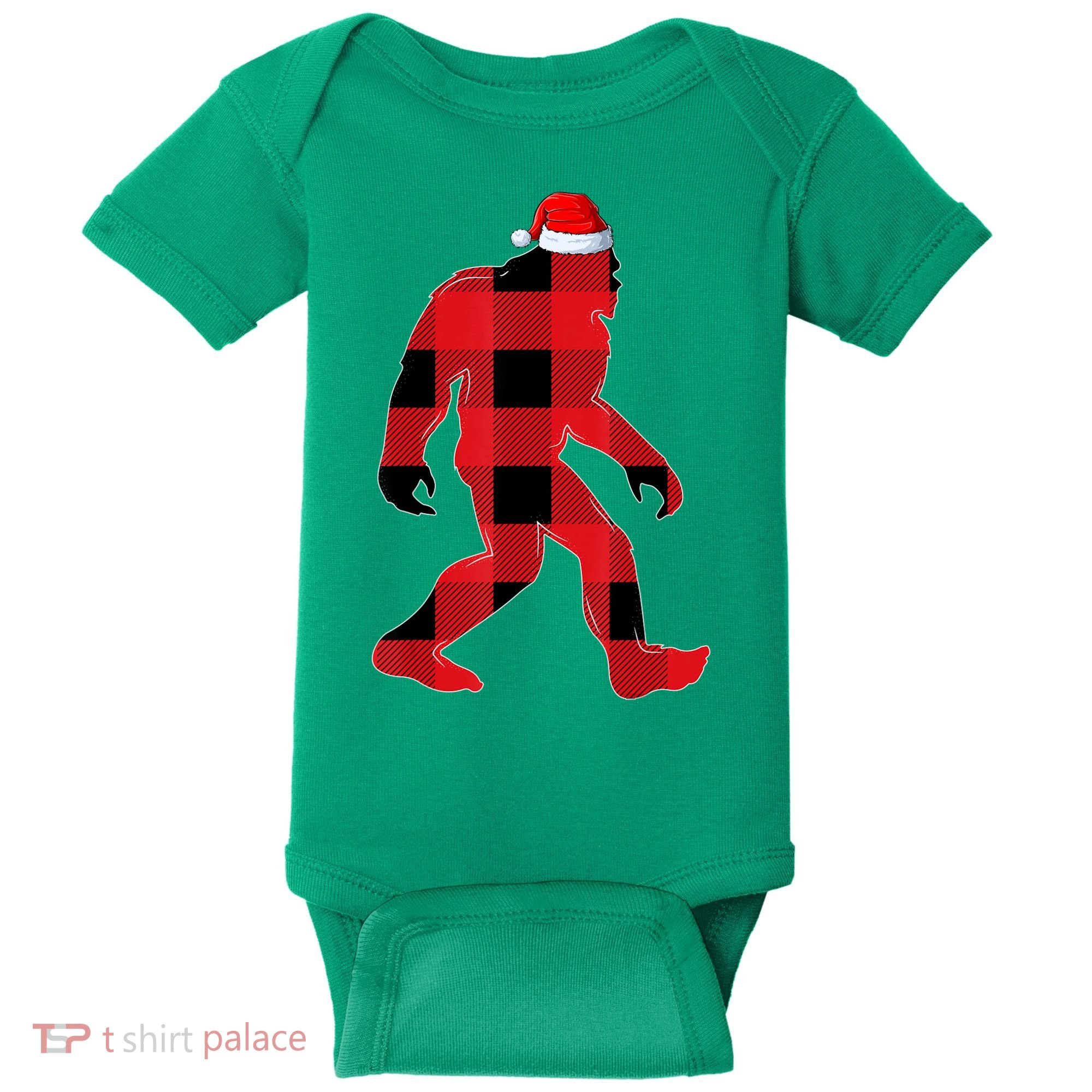 Bigfoot Santa Christmas Lights Xmas Boys Sasquatch Baby Bodysuit