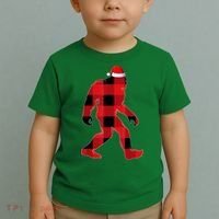 Bigfoot Santa Christmas Lights Xmas Boys Sasquatch Toddler T-Shirt thumb 2