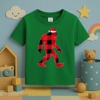 Bigfoot Santa Christmas Lights Xmas Boys Sasquatch Toddler T-Shirt thumb 3