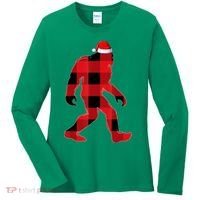 Bigfoot Santa Christmas Lights Xmas Boys Sasquatch Women's Long Sleeve Shirt thumb 0