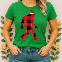 Bigfoot Santa Christmas Lights Xmas Boys Sasquatch Women's T-Shirt thumb 2