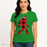 Bigfoot Santa Christmas Lights Xmas Boys Sasquatch Women's T-Shirt thumb 4