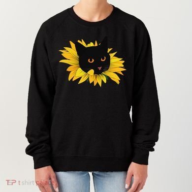Black Sunflower Cat Cute Women's Sweatshirt