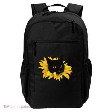 Black Sunflower Cat Cute Backpack