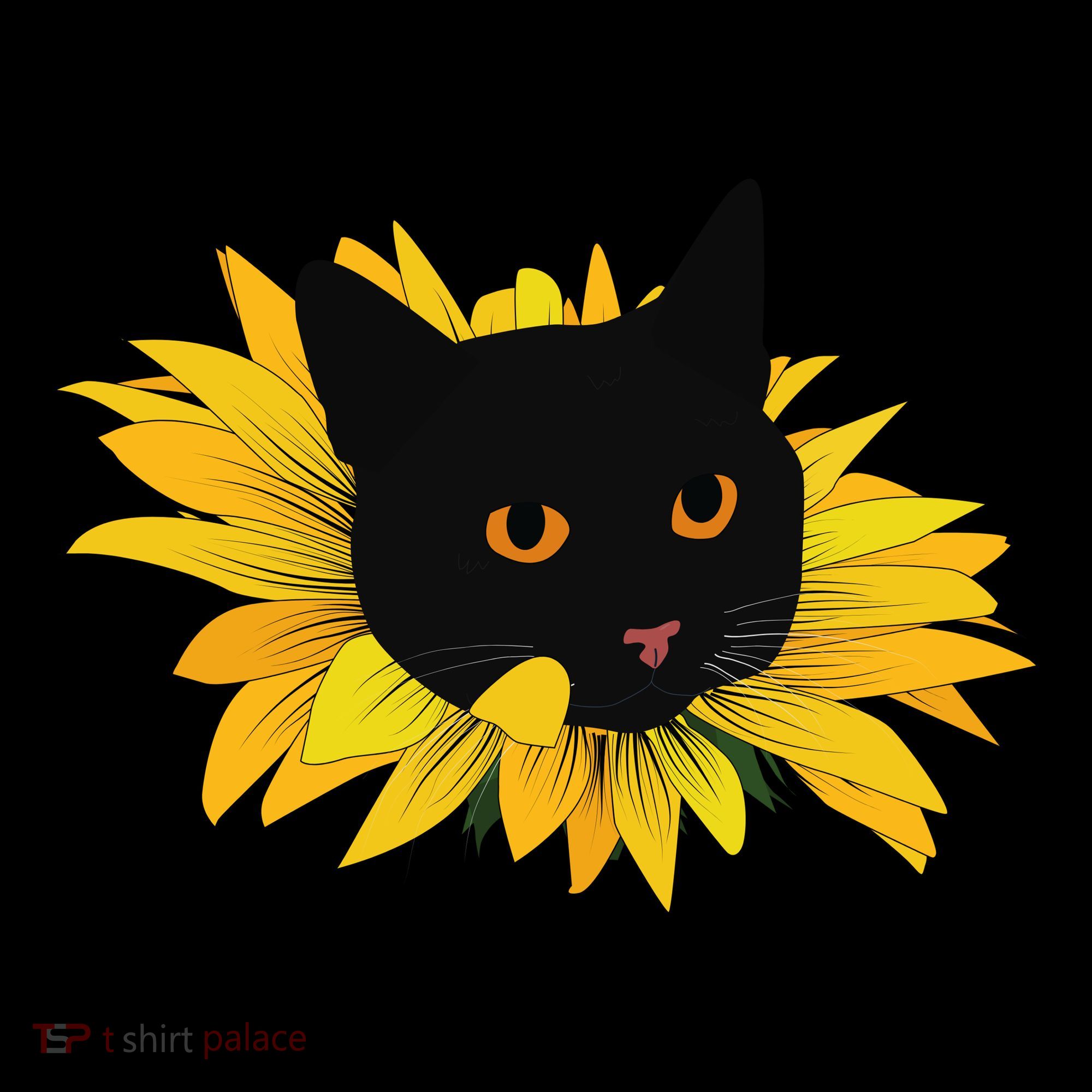 Black Sunflower Cat Cute Coaster