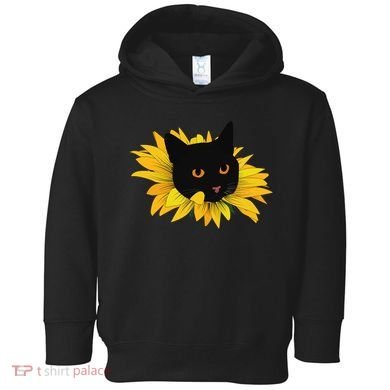Black Sunflower Cat Cute Toddler Hoodie
