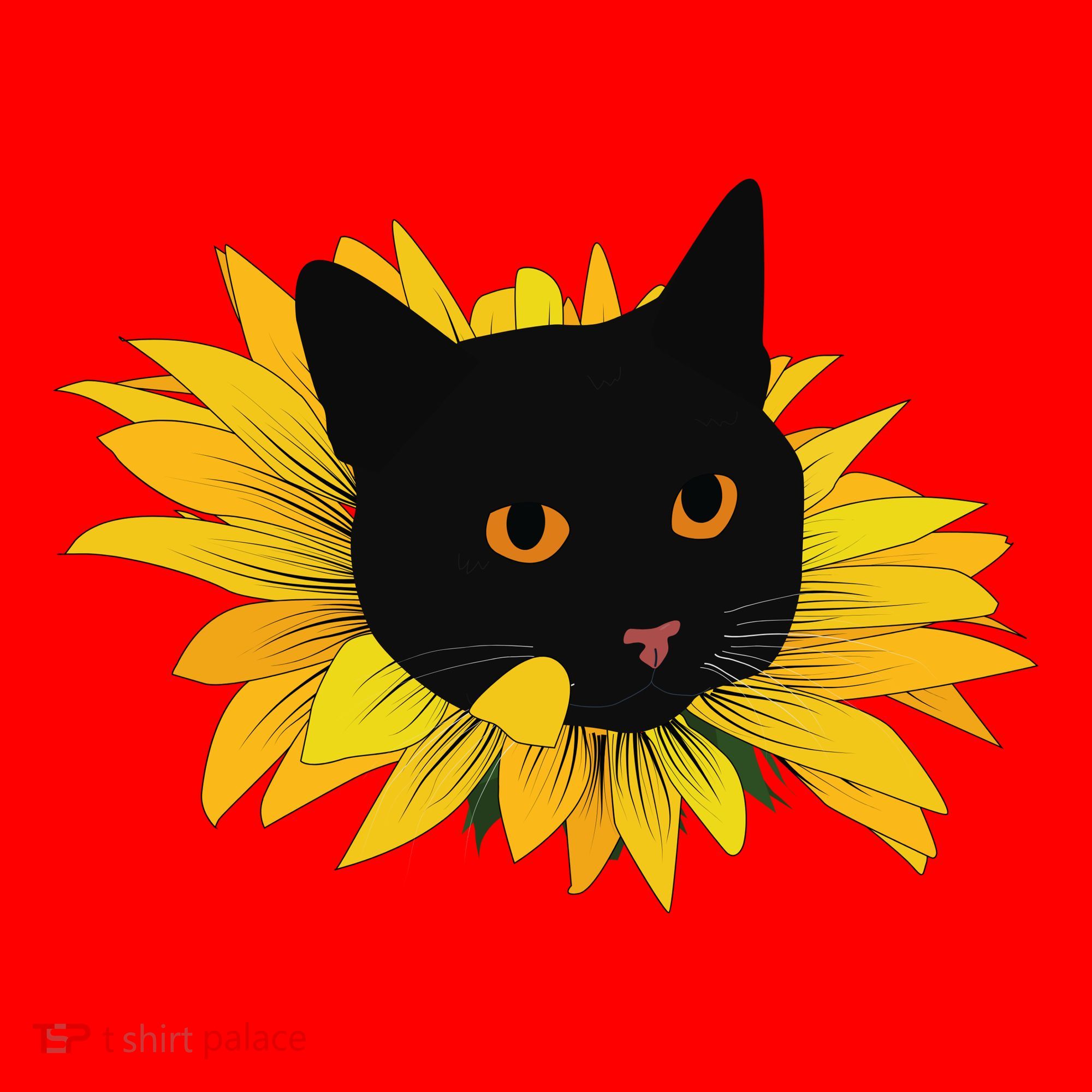 Black Sunflower Cat Cute Santa Hat