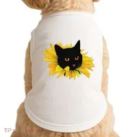 Black Sunflower Cat Cute Doggie Tank thumb 0