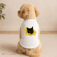 Black Sunflower Cat Cute Doggie Tank thumb 2