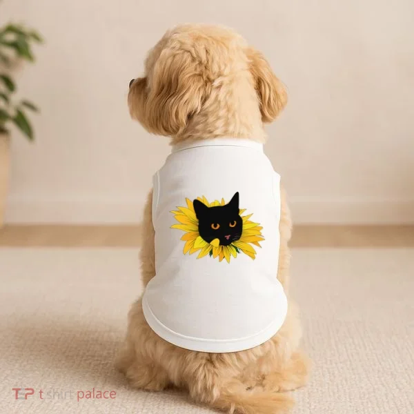Black Sunflower Cat Cute Doggie Tank