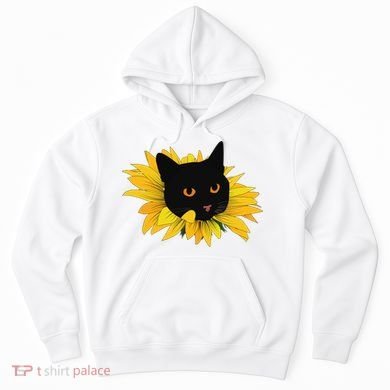 Black Sunflower Cat Cute Hoodie