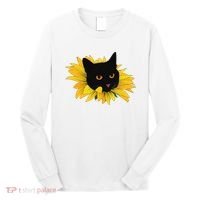 Black Sunflower Cat Cute Long Sleeve Shirt thumb 0
