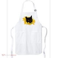Black Sunflower Cat Cute Apron thumb 0