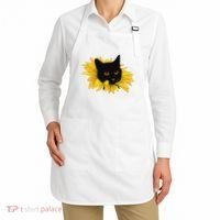 Black Sunflower Cat Cute Apron thumb 2