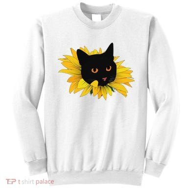 Black Sunflower Cat Cute Sweatshirt