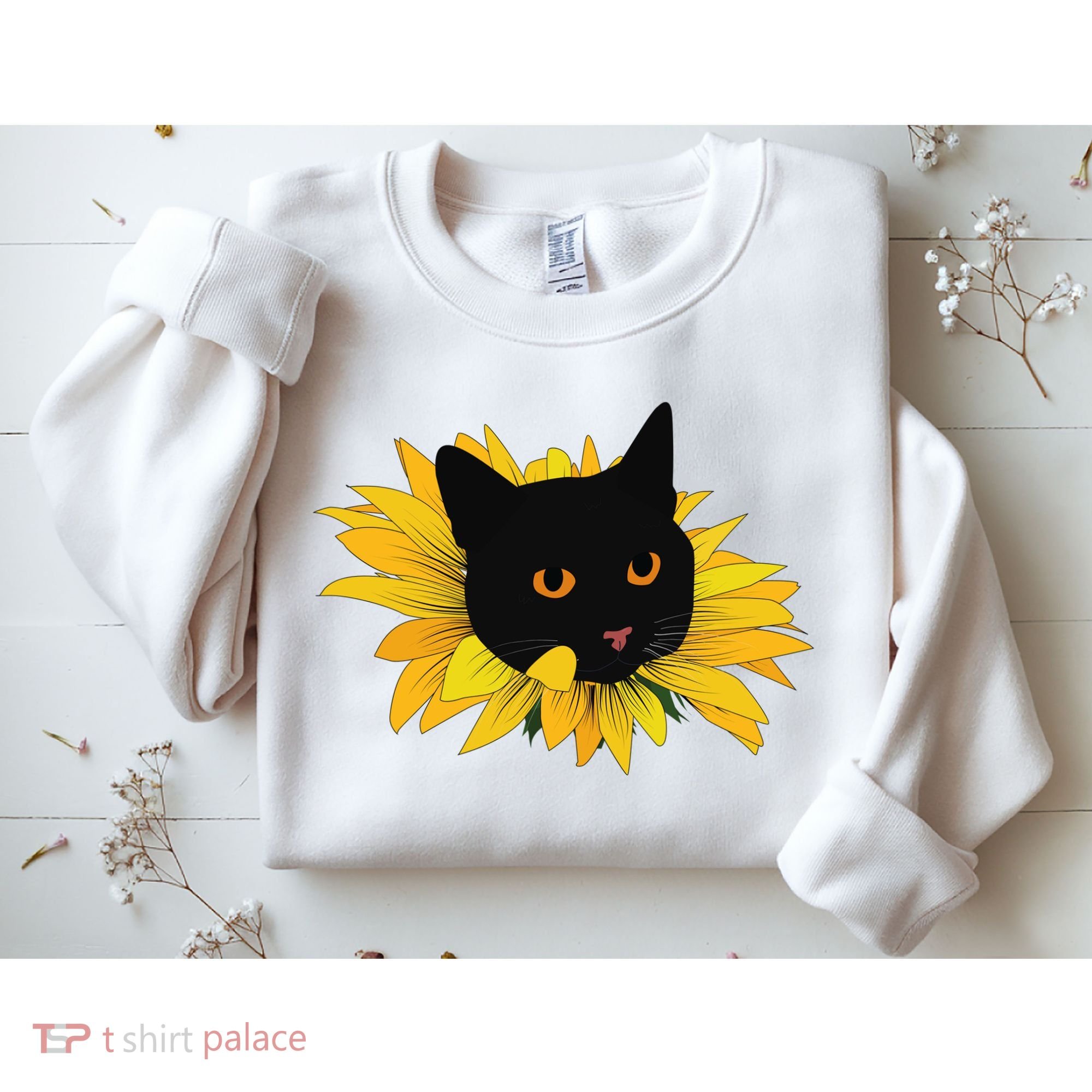Black Sunflower Cat Cute Sweatshirt