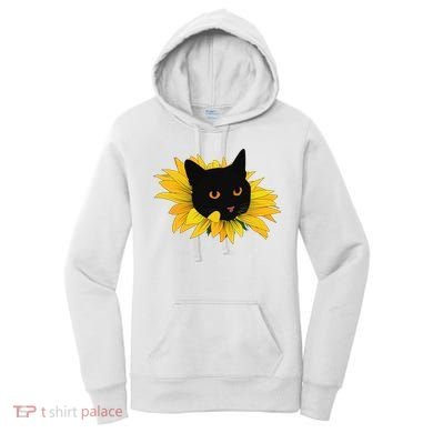 Black Sunflower Cat Cute Women's Hoodie