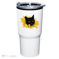 Black Sunflower Cat Cute Tumbler thumb 0