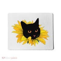 Black Sunflower Cat Cute Mousepad thumb 0