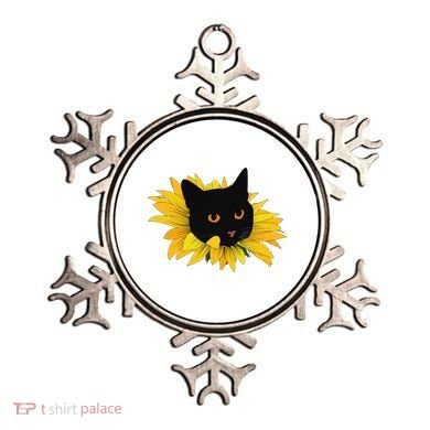 Black Sunflower Cat Cute Ornament