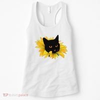 Black Sunflower Cat Cute Women's Tank Top thumb 0