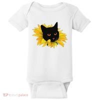 Black Sunflower Cat Cute Baby Bodysuit thumb 0