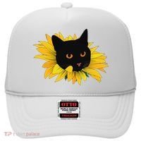 Black Sunflower Cat Cute Hat thumb 0