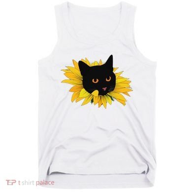 Black Sunflower Cat Cute Tank Top