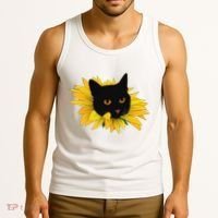Black Sunflower Cat Cute Tank Top thumb 3