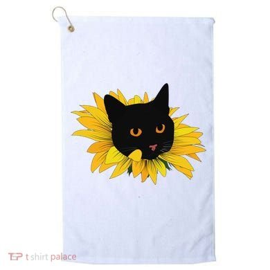 Black Sunflower Cat Cute Golf Towel