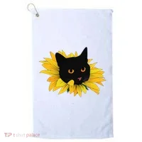 Black Sunflower Cat Cute Golf Towel thumb 0