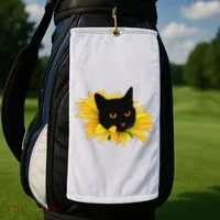 Black Sunflower Cat Cute Golf Towel thumb 2