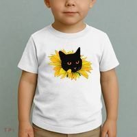 Black Sunflower Cat Cute Toddler T-Shirt thumb 2