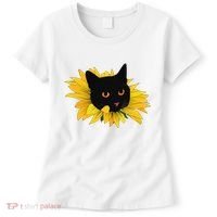 Black Sunflower Cat Cute Women's T-Shirt thumb 0