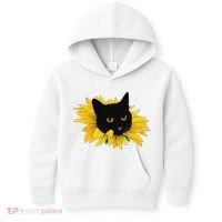 Black Sunflower Cat Cute Kids Hoodie thumb 0