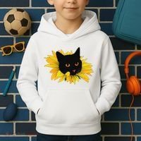 Black Sunflower Cat Cute Kids Hoodie thumb 2