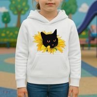Black Sunflower Cat Cute Kids Hoodie thumb 3