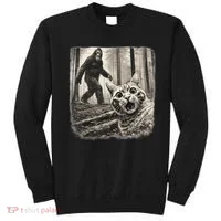 Bigfoot Sasquatch Cat Selfie Funny Meme Kitty Sweatshirt thumb 0