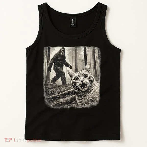 Bigfoot Sasquatch Cat Selfie Funny Meme Kitty Tank Top