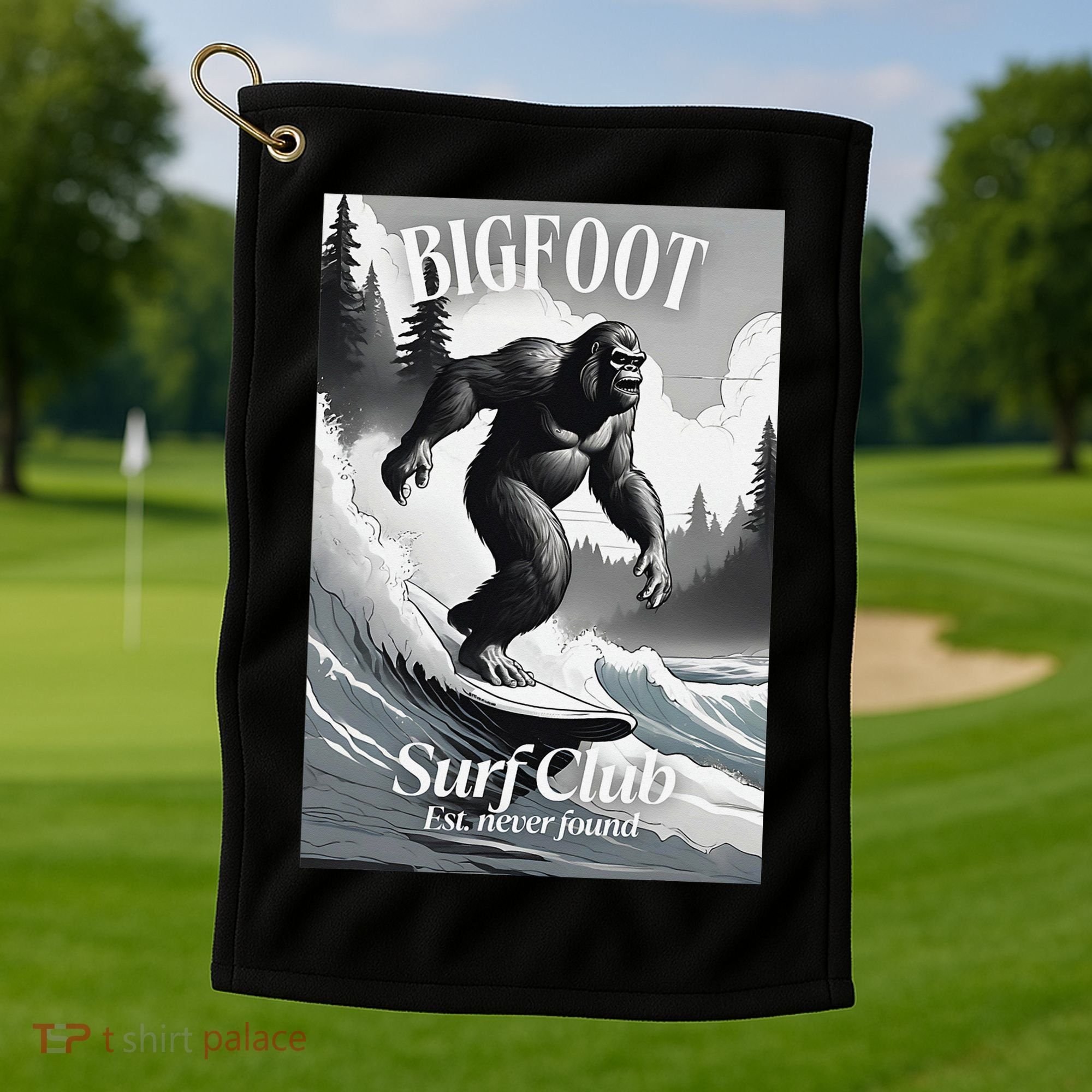 Bigfoot Surf Club Est Golf Towel