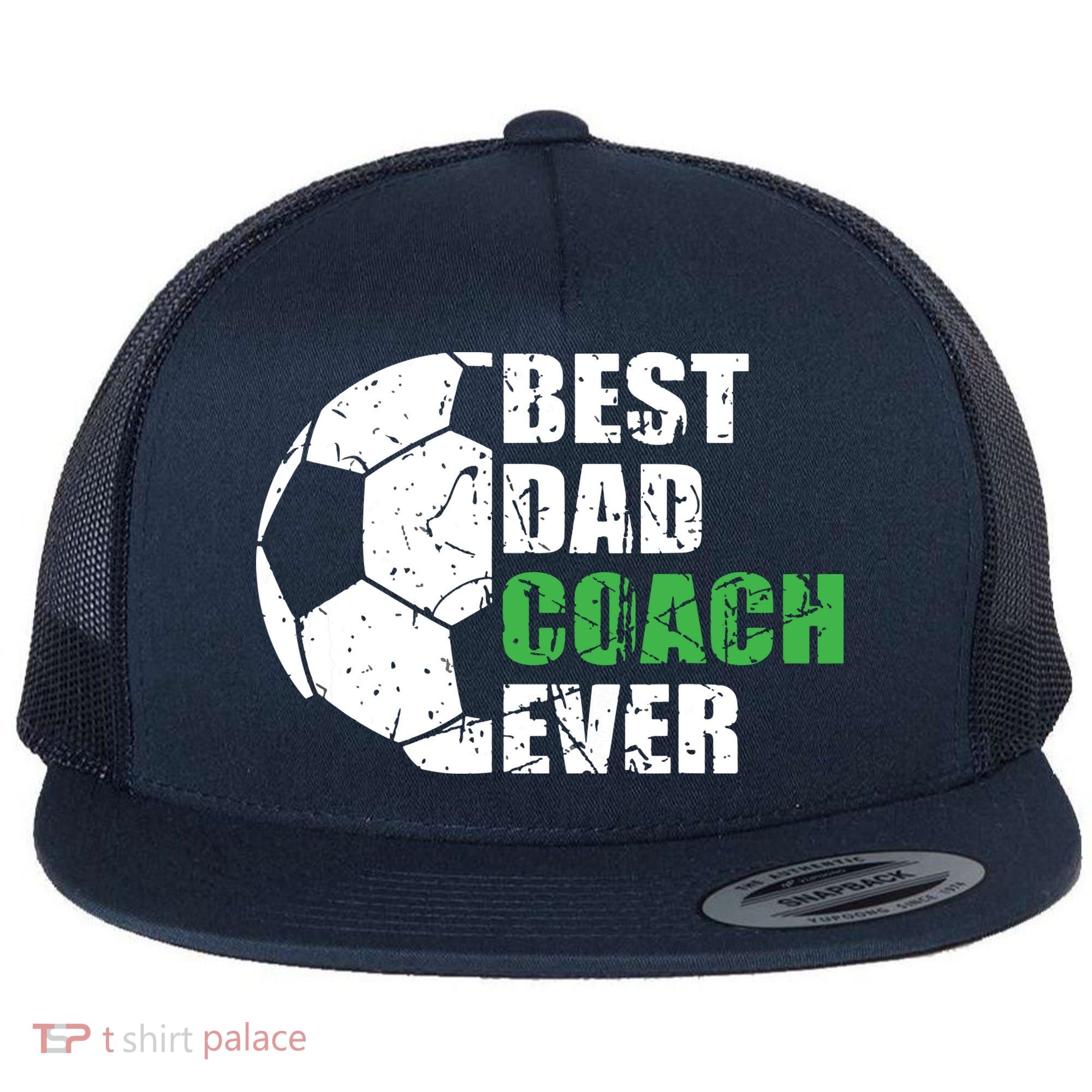 Best Soccer Dad Coach Ever Retro Father Soccer Coach Dad Flat Bill Trucker Hat